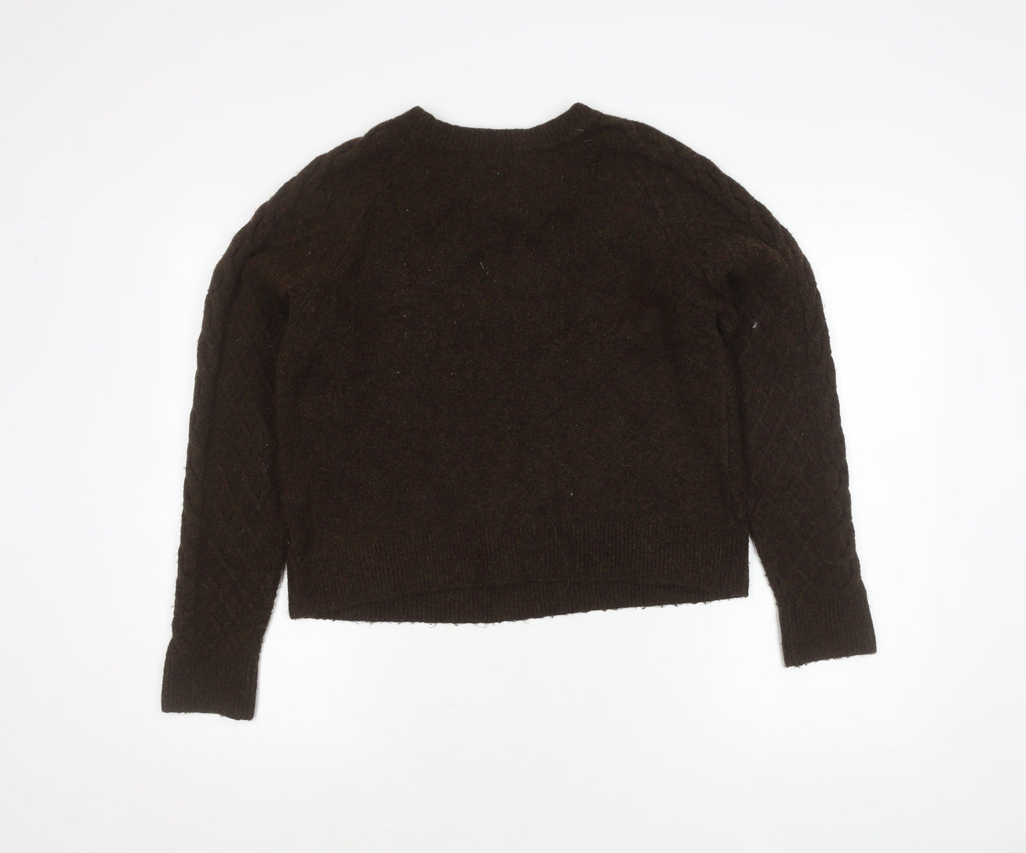 H&M Men's Brown Cable-Knit Pullover - Size M
