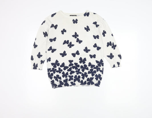 Debenhams Women's White Pullover Butterfly Jumper Size 12