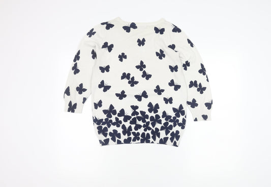 Debenhams Women's White Pullover Butterfly Jumper Size 12