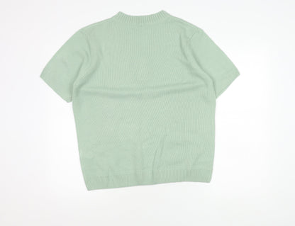 Damart Women's Green V-Neck Button-Up Knit Top