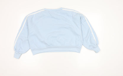 Boohoo Women's Blue Crew Neck Logo Sweatshirt, M