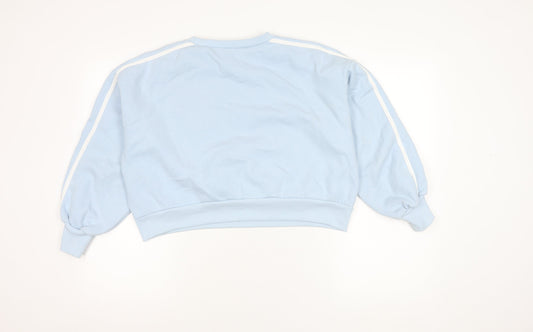 Boohoo Women's Blue Crew Neck Logo Sweatshirt, M