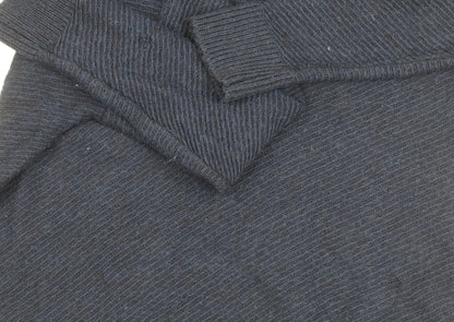 Zara Men's Blue V-Neck Jumper, Medium, Wool Blend