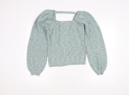 JustFab Women's Blue Square Neck Jumper, Size S