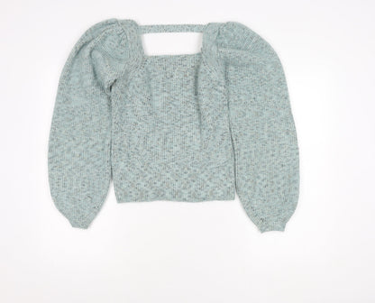 JustFab Women's Blue Square Neck Jumper, Size S