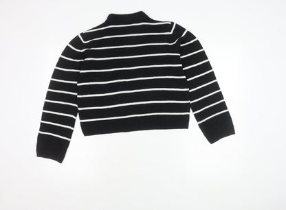 H&M Unisex Kids Black Striped Pullover Jumper - Size 14 Years