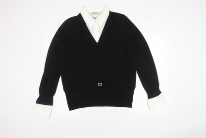 Basler Women's Black Wrap Top Size 18 Collared Jumper
