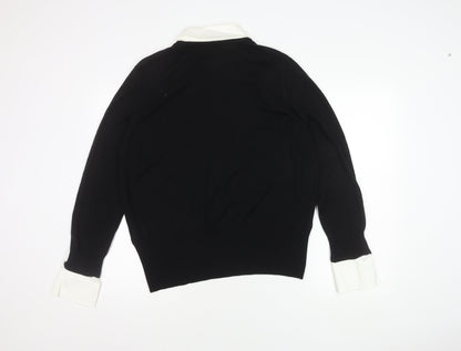 Basler Women's Black Wrap Top Size 18 Collared Jumper