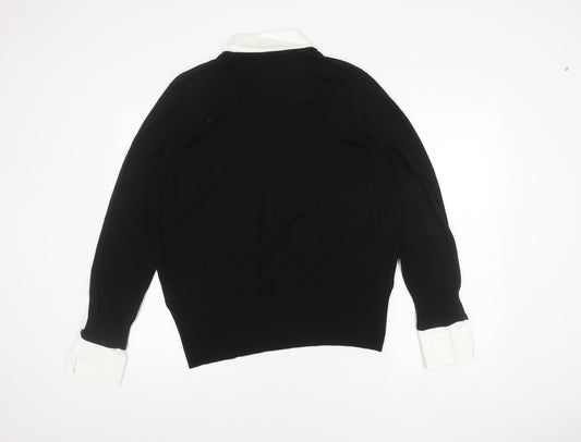 Basler Women's Black Wrap Top Size 18 Collared Jumper