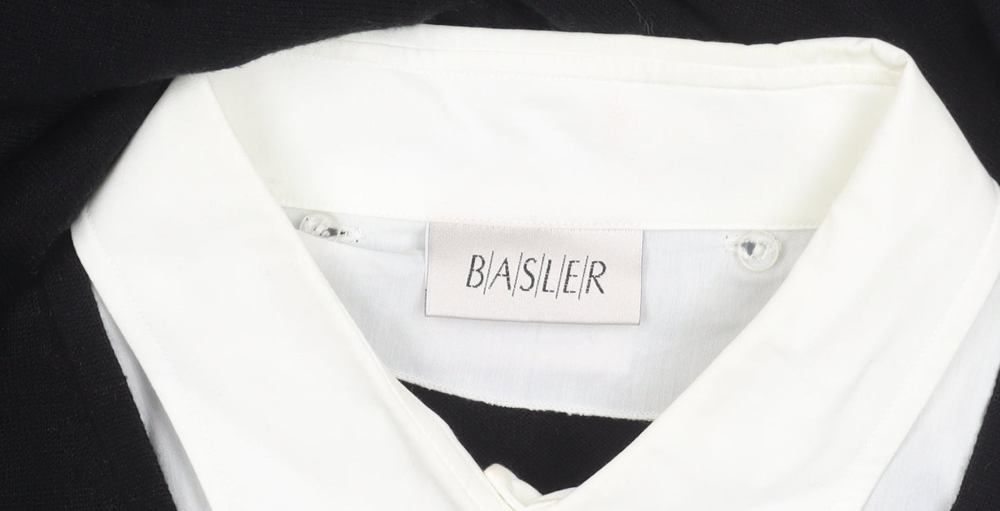 Basler Women's Black Wrap Top Size 18 Collared Jumper