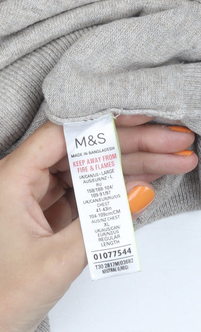 Marks and Spencer Men's Beige Cotton Pullover Jumper L