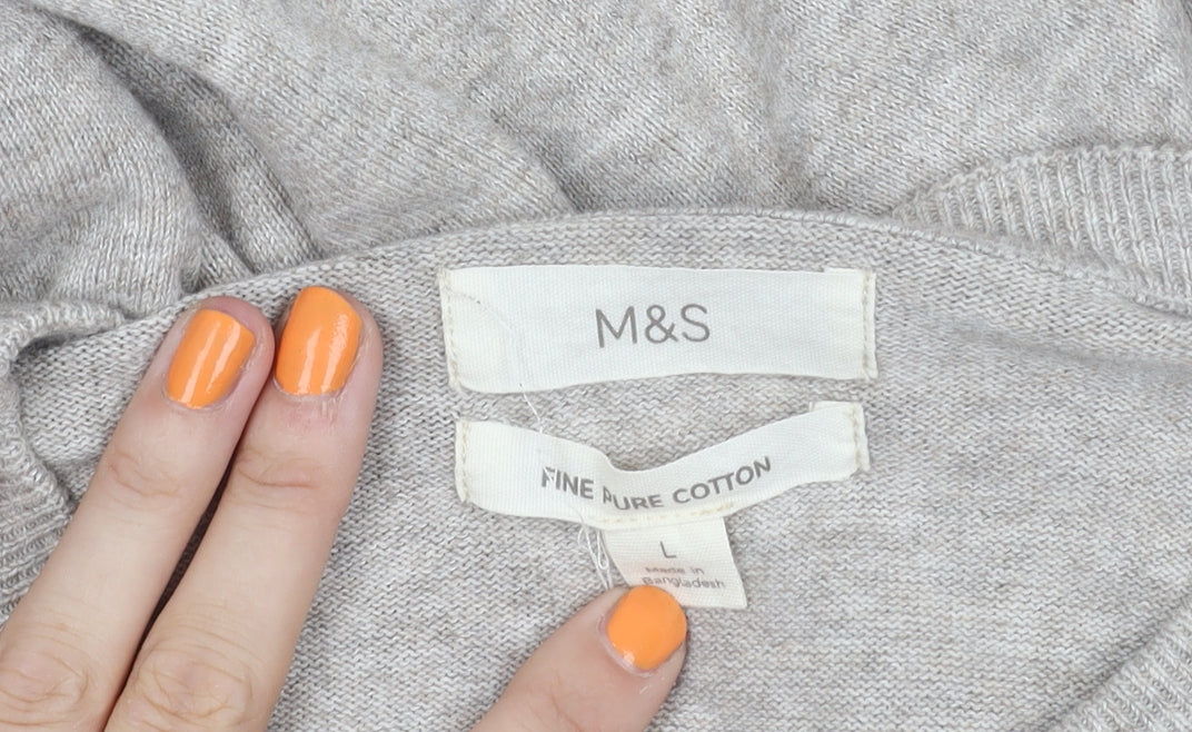 Marks and Spencer Men's Beige Cotton Pullover Jumper L