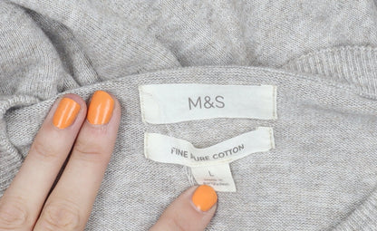 Marks and Spencer Men's Beige Cotton Pullover Jumper L