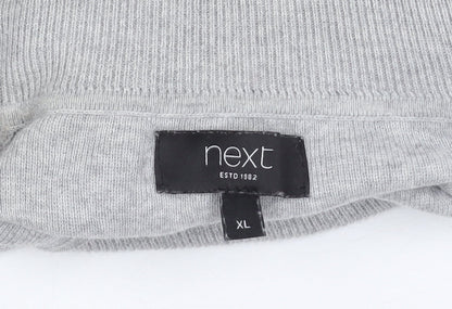 Next Men's Grey XL Pullover Jumper, High Neck, Striped
