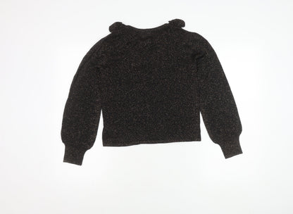 Next Girls Black Glitter Jumper, Size 11yrs, Pullover Style