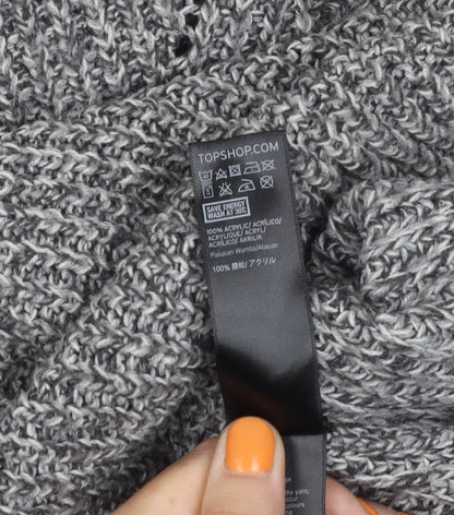 Topshop Women's Grey Chunky-Knit Acrylic Jumper, Size 8