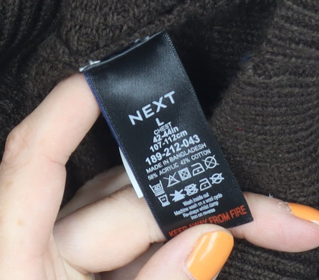 NEXT Men's Brown Pullover Waffle-Knit Jumper L