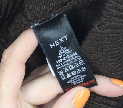 NEXT Men's Brown Pullover Waffle-Knit Jumper L