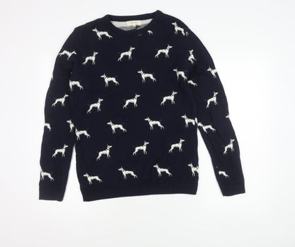 River Island Men's Blue M Animal Print Pullover Jumper