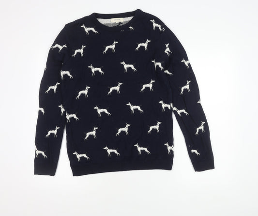 River Island Men's Blue M Animal Print Pullover Jumper