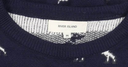 River Island Men's Blue M Animal Print Pullover Jumper
