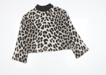H&M Women's Multicoloured Animal Print Pullover Jumper - Size 4