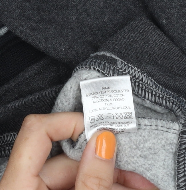 Vintage Men's Grey Striped Polo Shirt, L