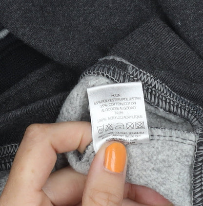 Vintage Men's Grey Striped Polo Shirt, L