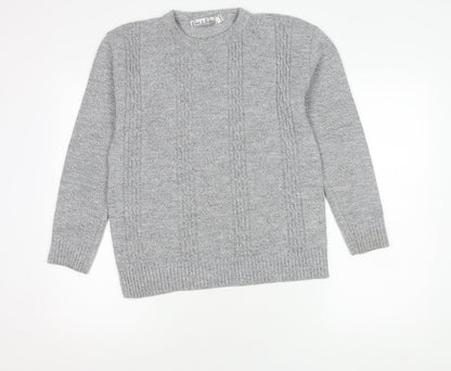 Pure & Natural Grey Cable-Knit Men's Pullover - M