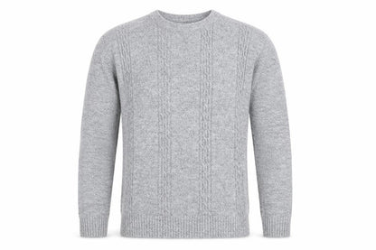 Pure & Natural Grey Cable-Knit Men's Pullover - M