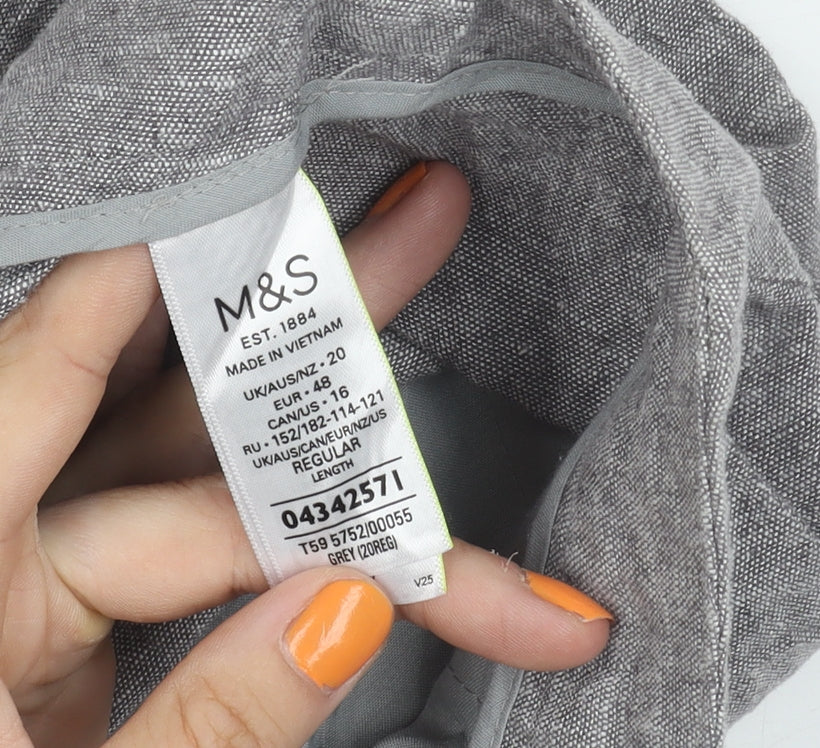 Marks and Spencer Men's Grey Regular Trousers