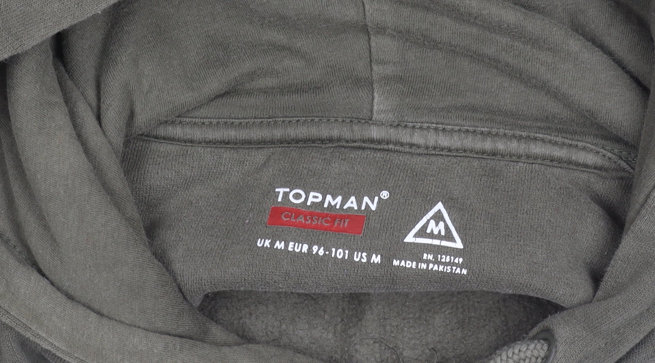 Topman Men's Green Pullover Hoodie Size M