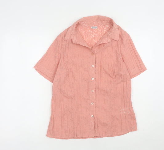 Damart Women's Pink Collared Button-Up Blouse