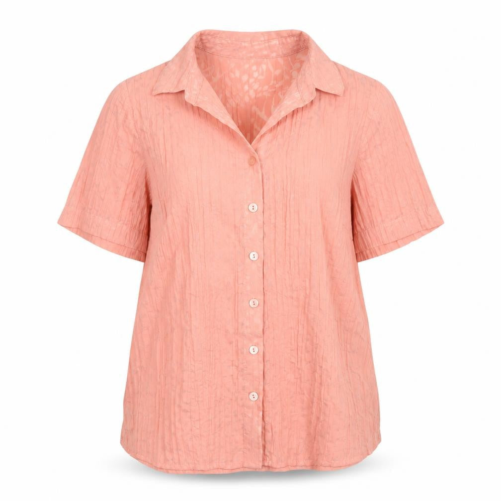 Damart Women's Pink Collared Button-Up Blouse