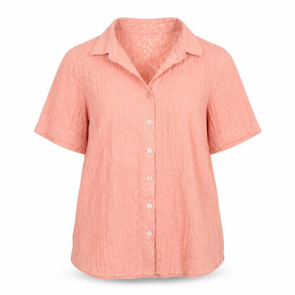 Damart Women's Pink Collared Button-Up Blouse