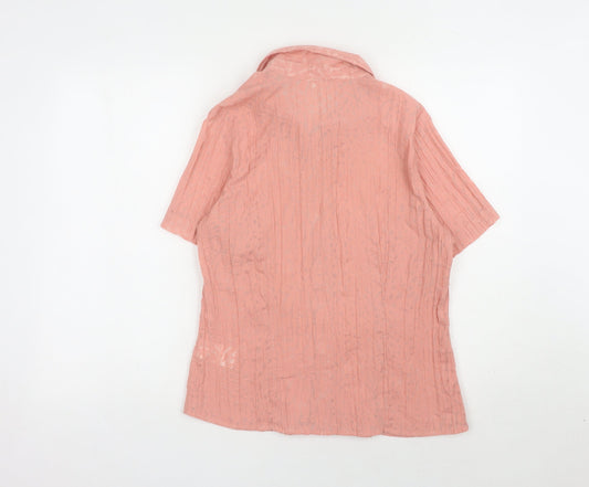 Damart Women's Pink Collared Button-Up Blouse