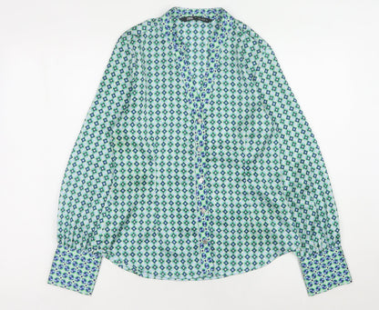 Womens UK Size 10 Zara Green Basic Blouse