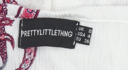 PrettyLittleThing Women's White Paisley Off Shoulder Playsuit