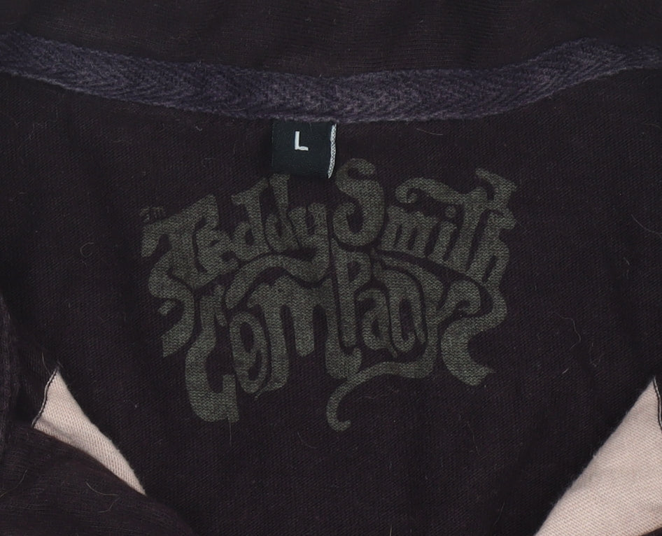 Teddy Smith Men's Beige/Black Striped Polo, L, 100% Cotton