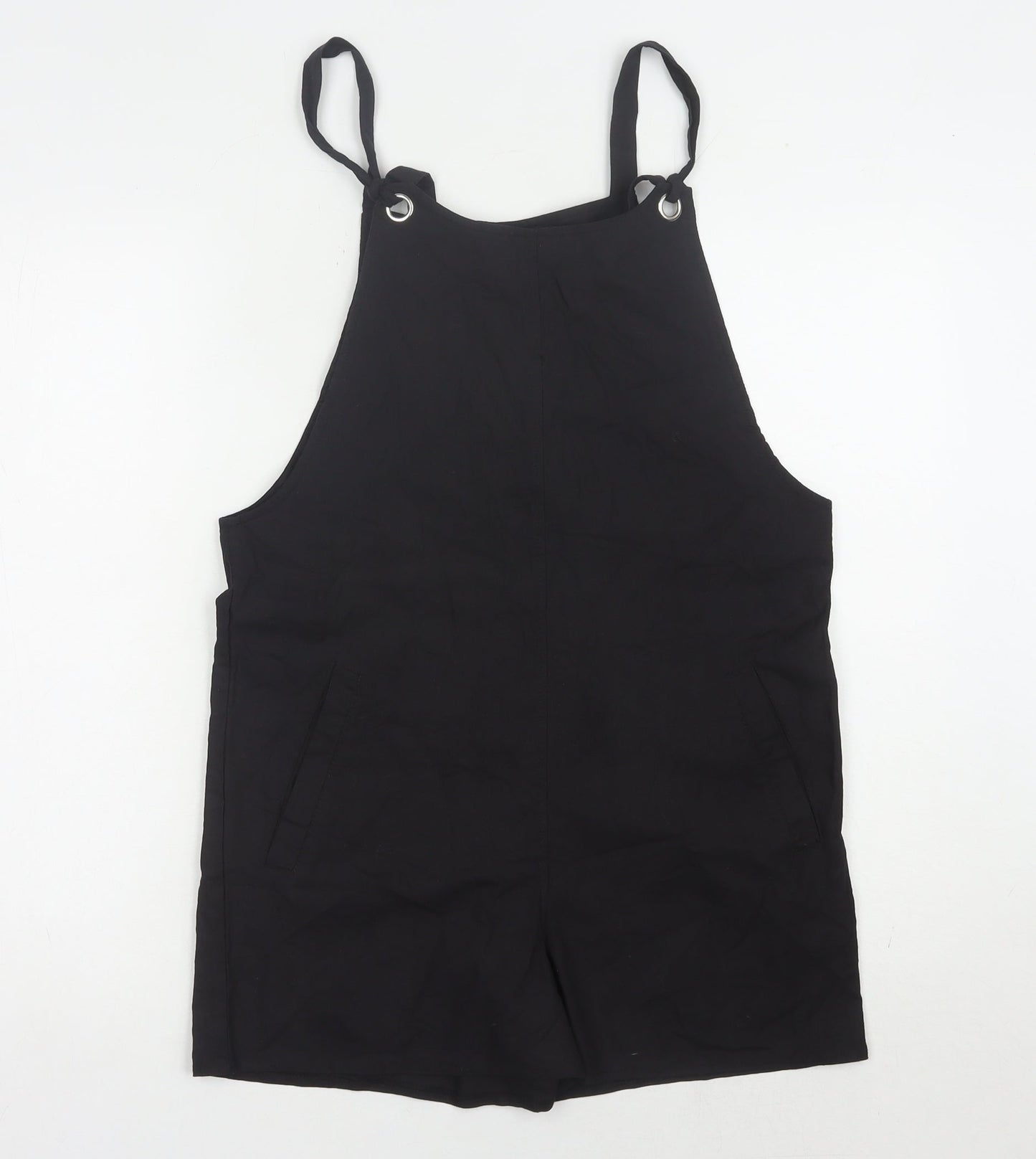 Nasty Gal Women Black Dungaree Playsuit Size 10