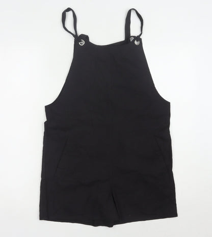 Nasty Gal Women Black Dungaree Playsuit Size 10