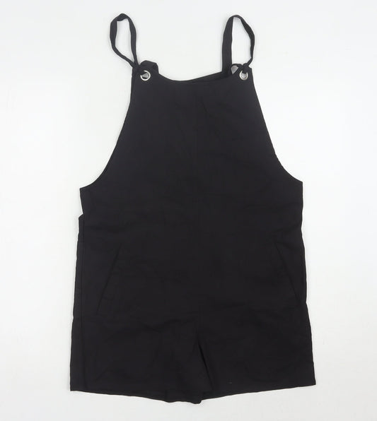 Nasty Gal Women Black Dungaree Playsuit Size 10