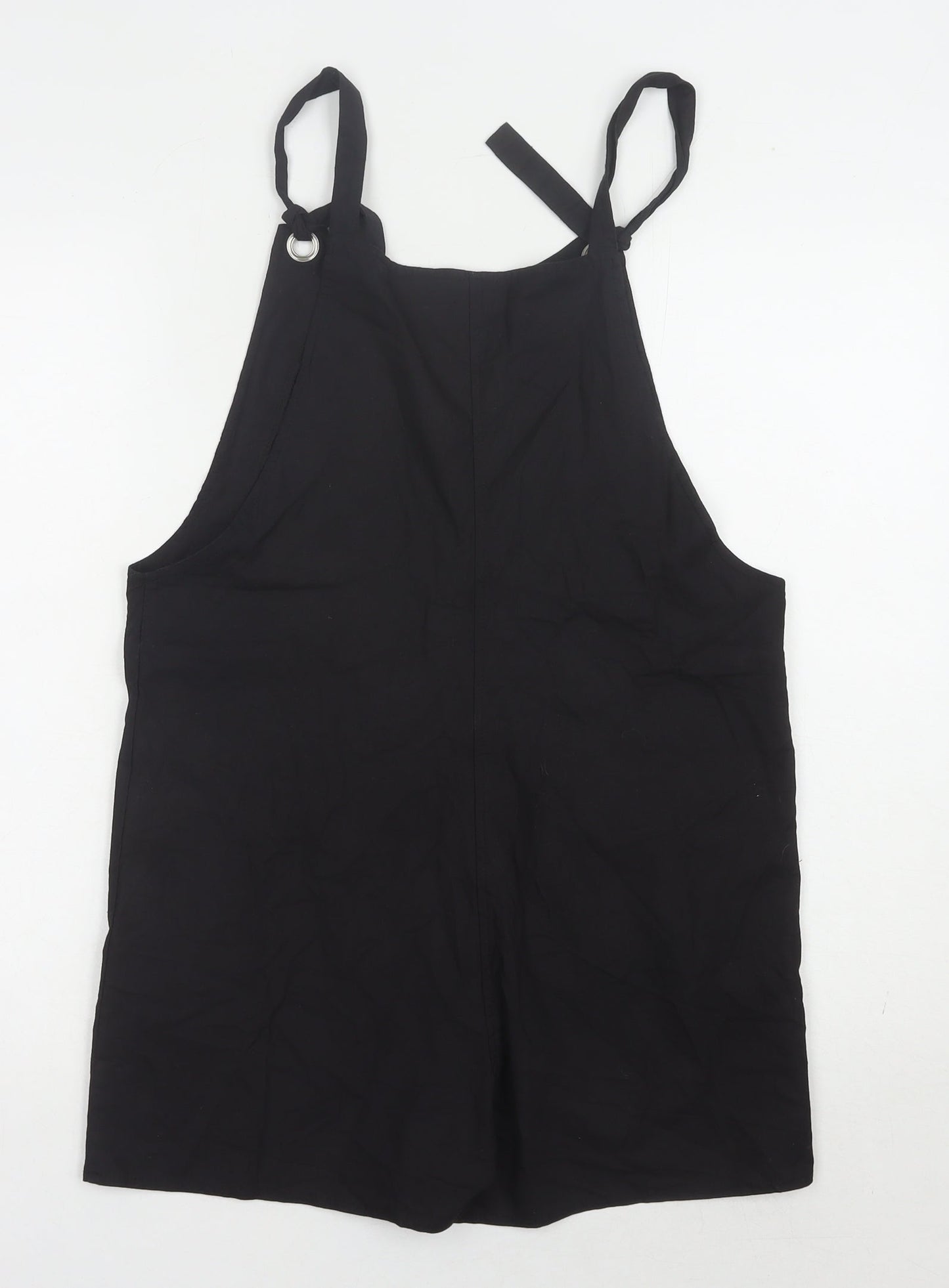 Nasty Gal Women Black Dungaree Playsuit Size 10