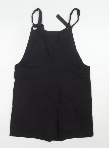 Nasty Gal Women Black Dungaree Playsuit Size 10