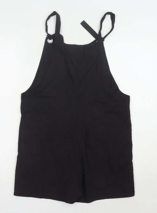 Nasty Gal Women Black Dungaree Playsuit Size 10