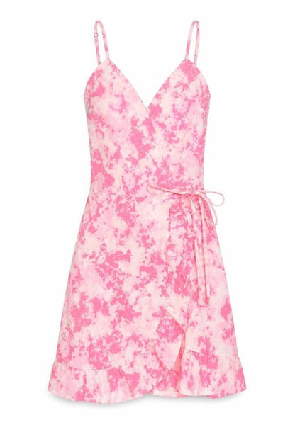 New Look Women's Pink Tie Dye Wrap Dress - Size S