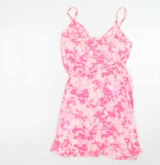 New Look Women's Pink Tie Dye Wrap Dress - Size S