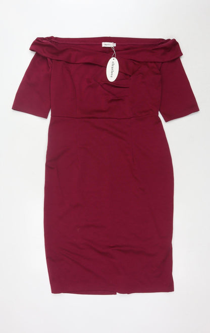 Clearlove Women's Red Pencil Dress, Off Shoulder