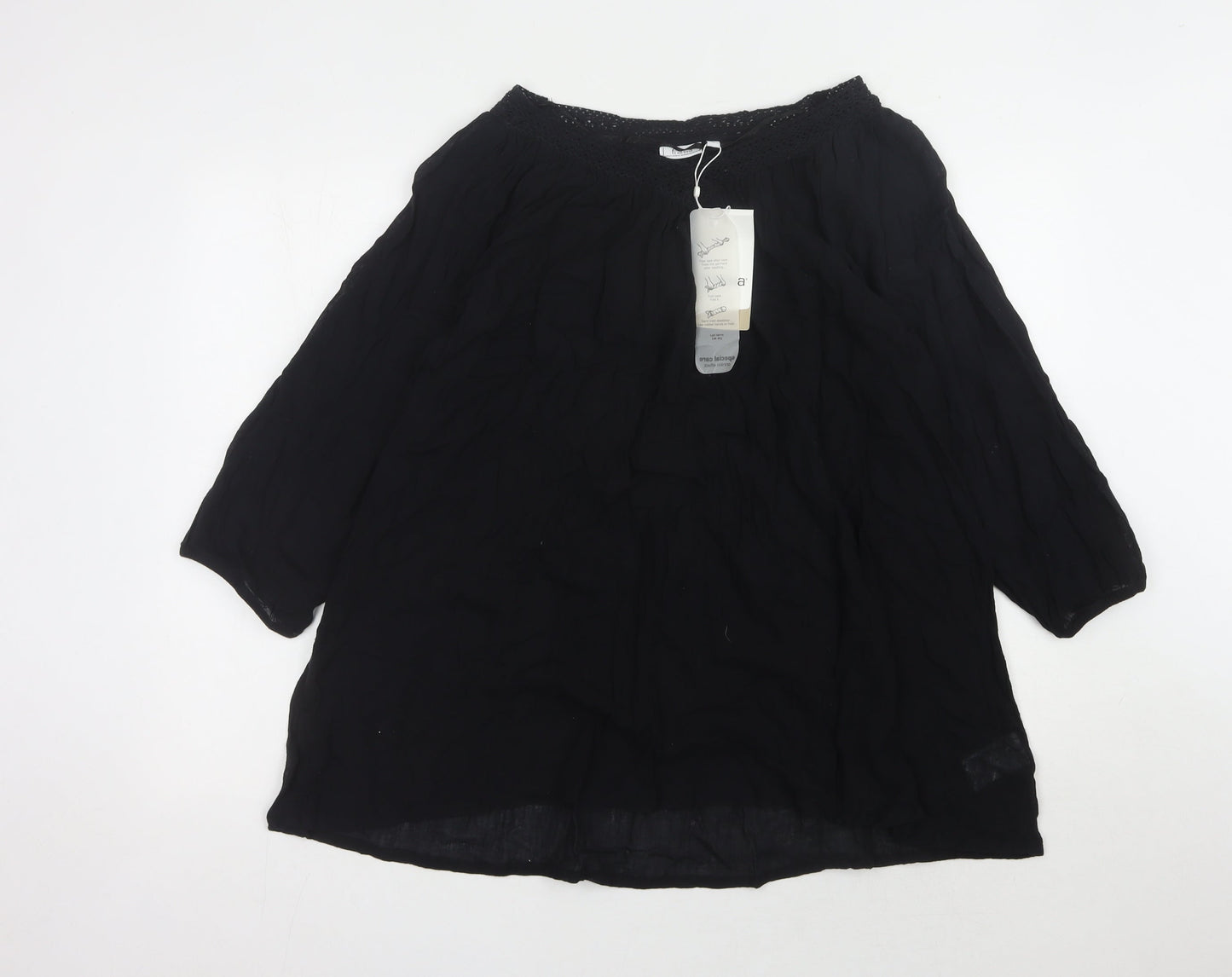 Womens UK Size L Fransa Black Basic Blouse