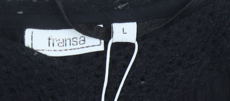 Womens UK Size L Fransa Black Basic Blouse
